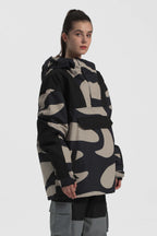 Women's Ivory & Black Color-Block Snow Anoraks Insulated Ski Anoraks - Gsou Snow