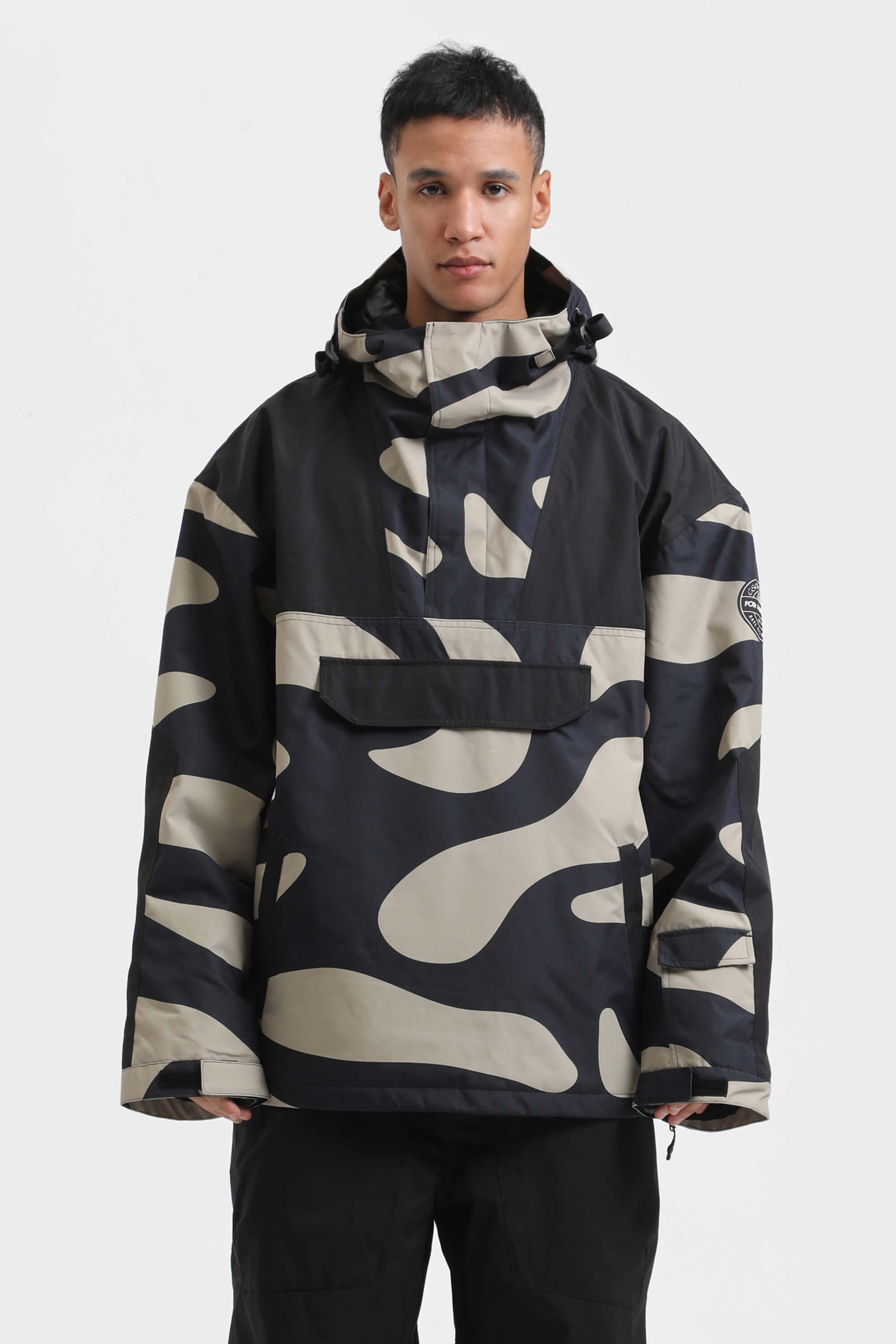 Men's Rust & Black Insulated Color-Block Ski Anorak Snow Anoraks