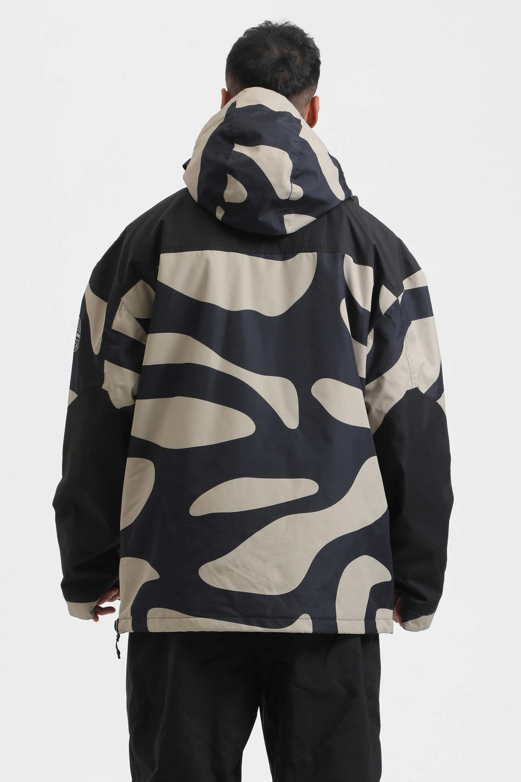 Men's Ivory & Black Insulated Color-Block Ski Anorak Snow Anoraks
