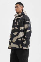 Men's Ivory & Black Insulated Color-Block Ski Anorak Snow Anoraks