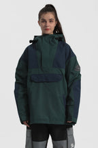 Women's Green & Blue Insulated Color-Block Ski Anorak Snow Anoraks