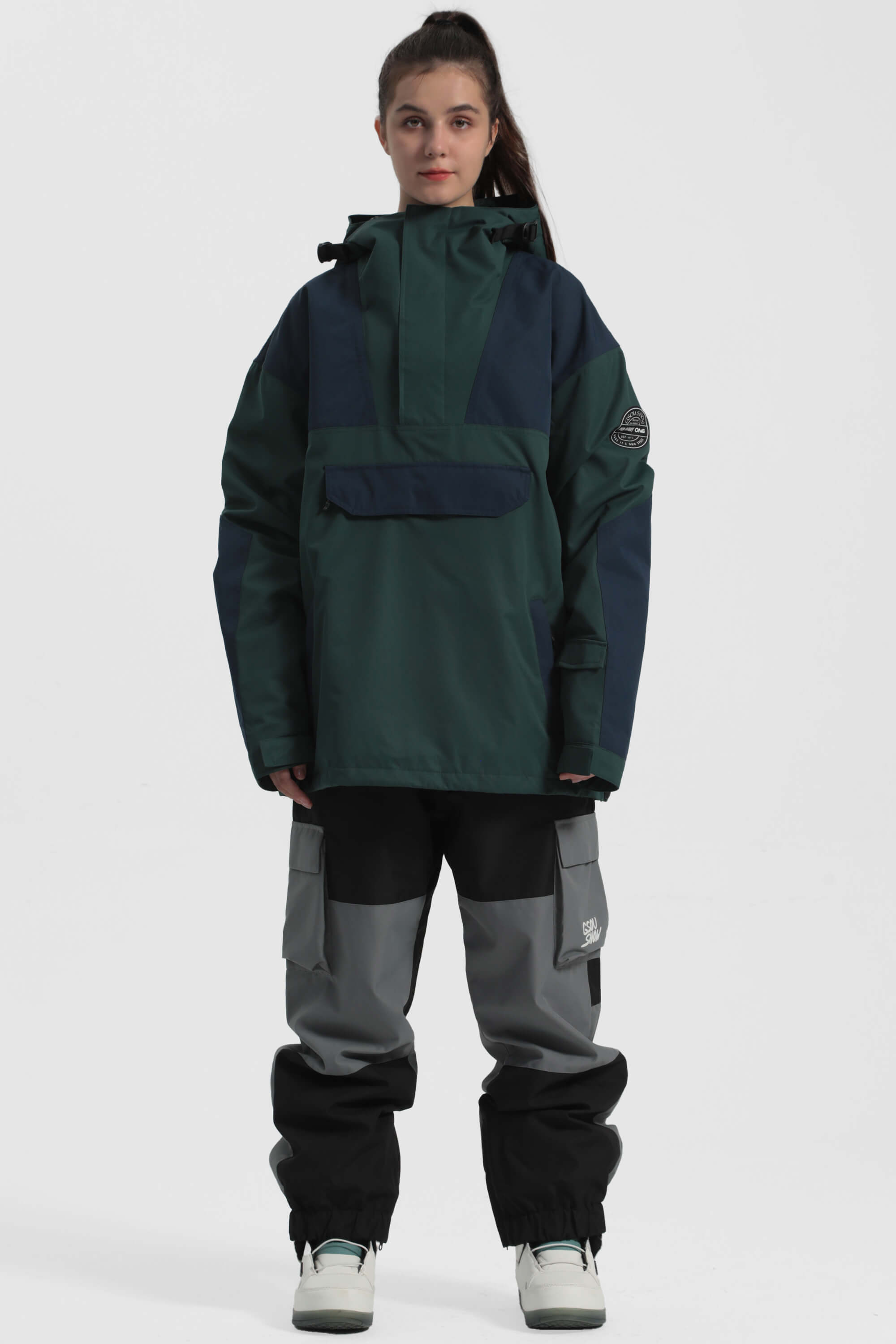 Women's Ink Dot Color-Block Snow Anoraks Insulated Ski Anoraks - Gsou Snow
