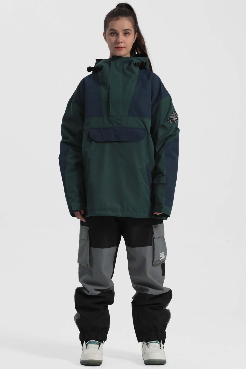 Women's Ink Dot Insulated Color-Block Ski Anorak Snow Anoraks