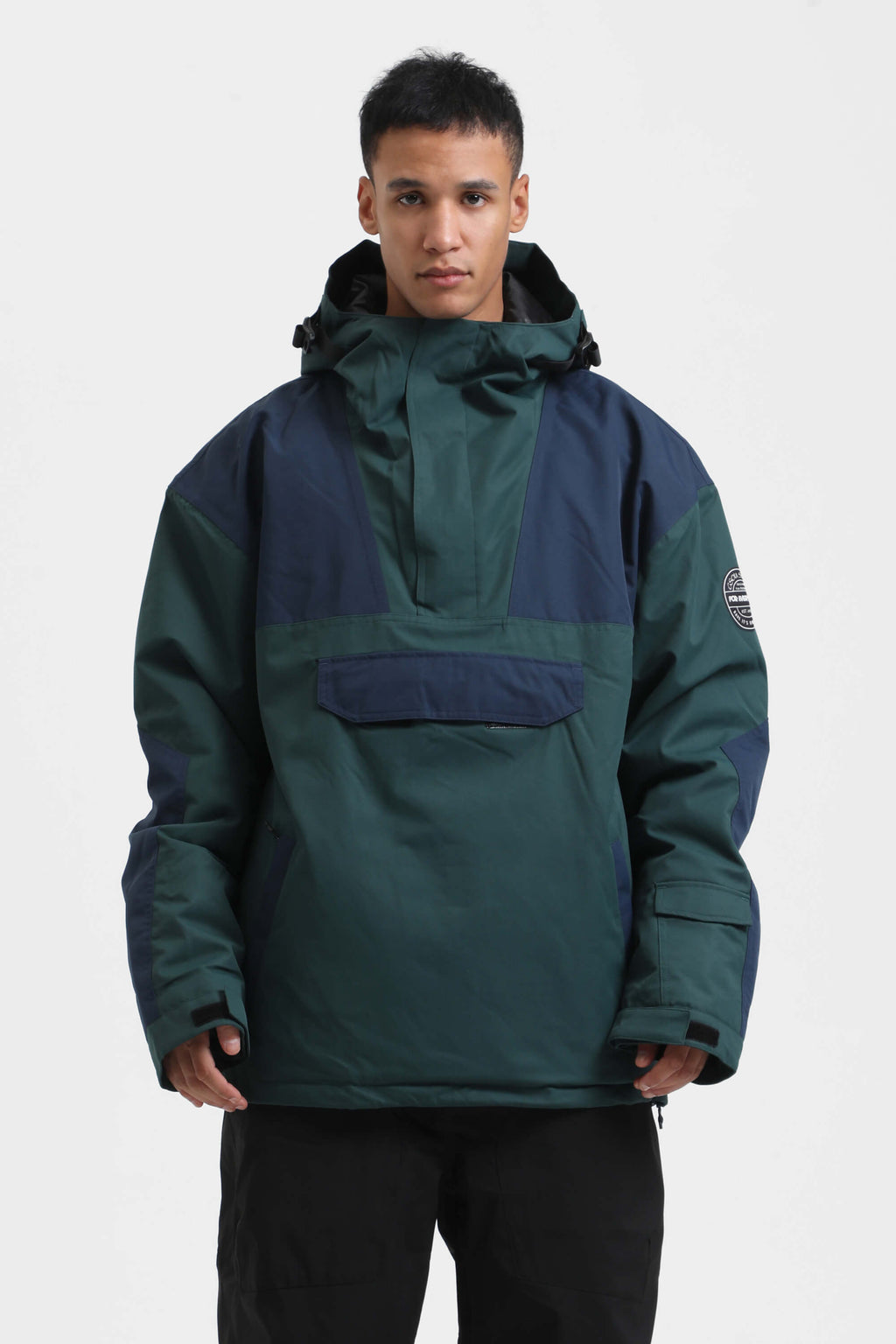 Men's Orange & Blue Insulated Color-Block Ski Anorak Snow Anoraks