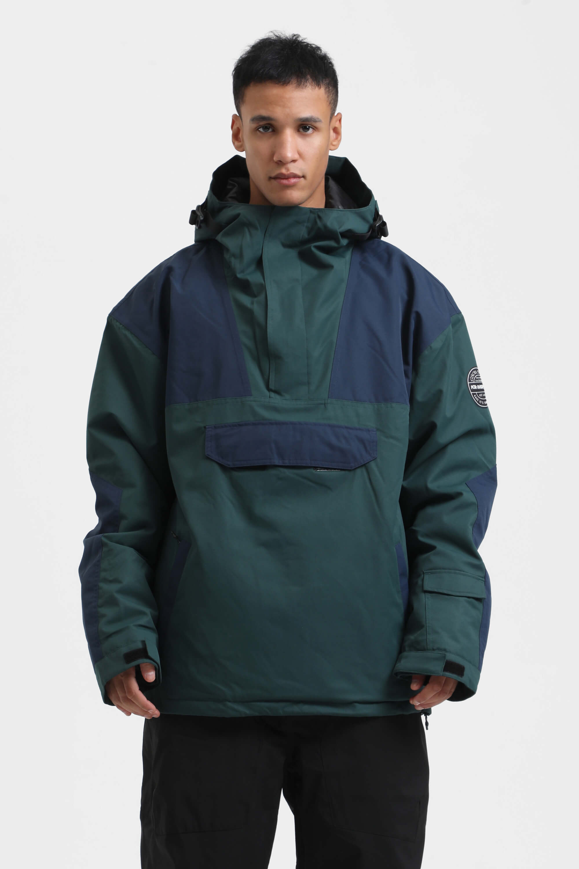 Men's Orange & Blue Insulated Color-Block Ski Anorak Snow Anoraks