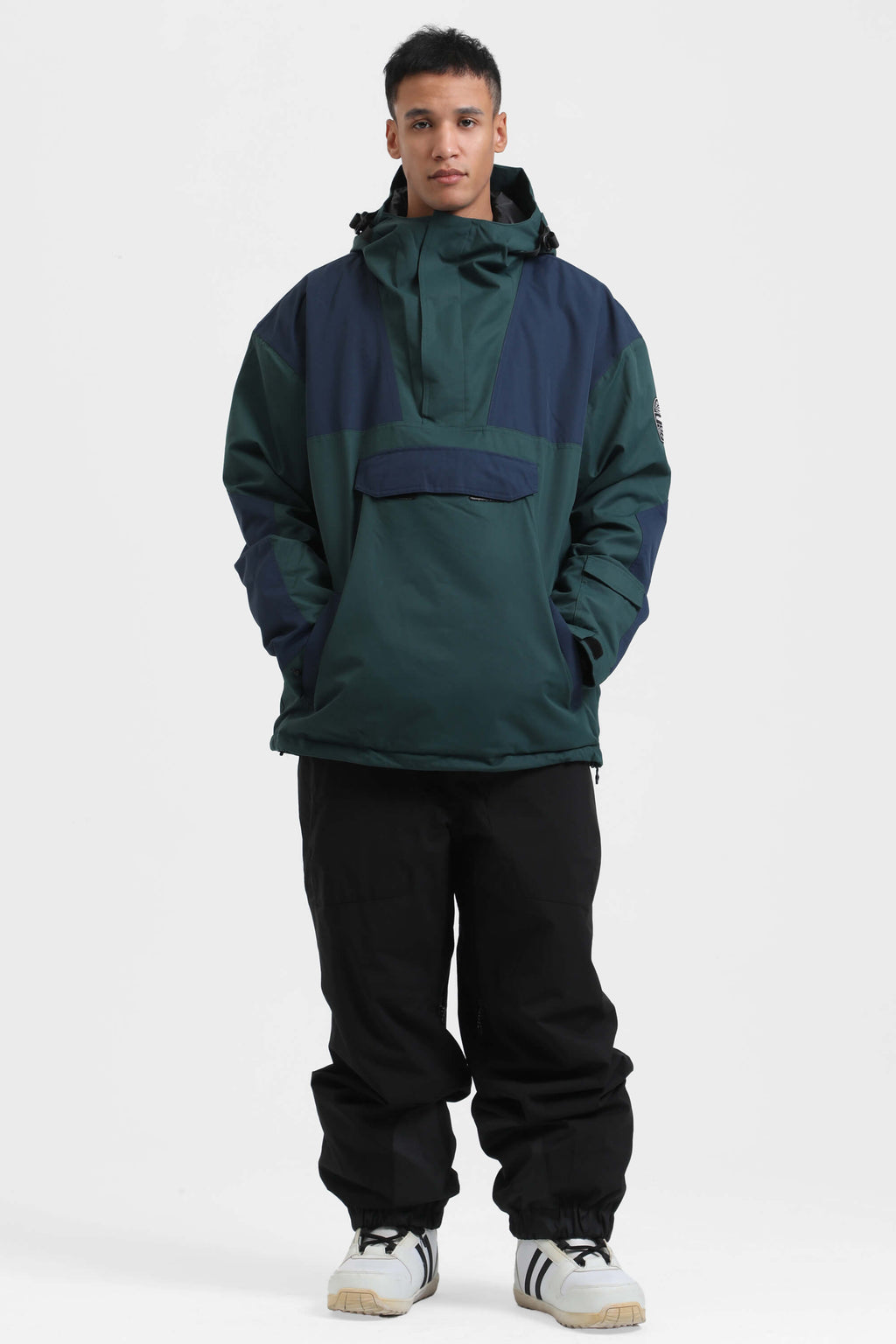Men's Orange & Blue Insulated Color-Block Ski Anorak Snow Anoraks