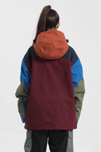 Women's Green & Blue Insulated Color-Block Ski Anorak Snow Anoraks
