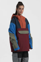 Women's Ink Dot Insulated Color-Block Ski Anorak Snow Anoraks