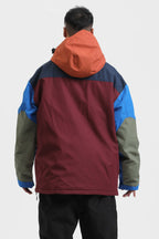 Men's Ivory & Black Insulated Color-Block Ski Anorak Snow Anoraks