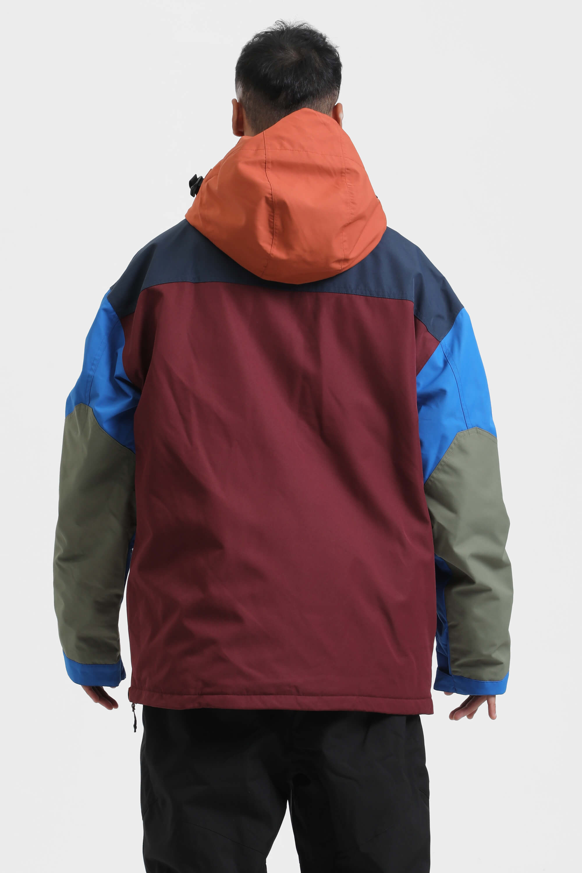 Men's Orange & Blue Insulated Color-Block Ski Anorak Snow Anoraks Secondary image