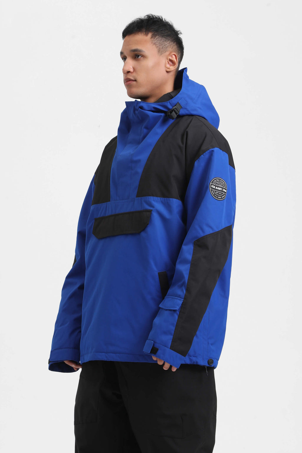 Men's Brown & Black Insulated Color-Block Ski Anorak Snow Anoraks