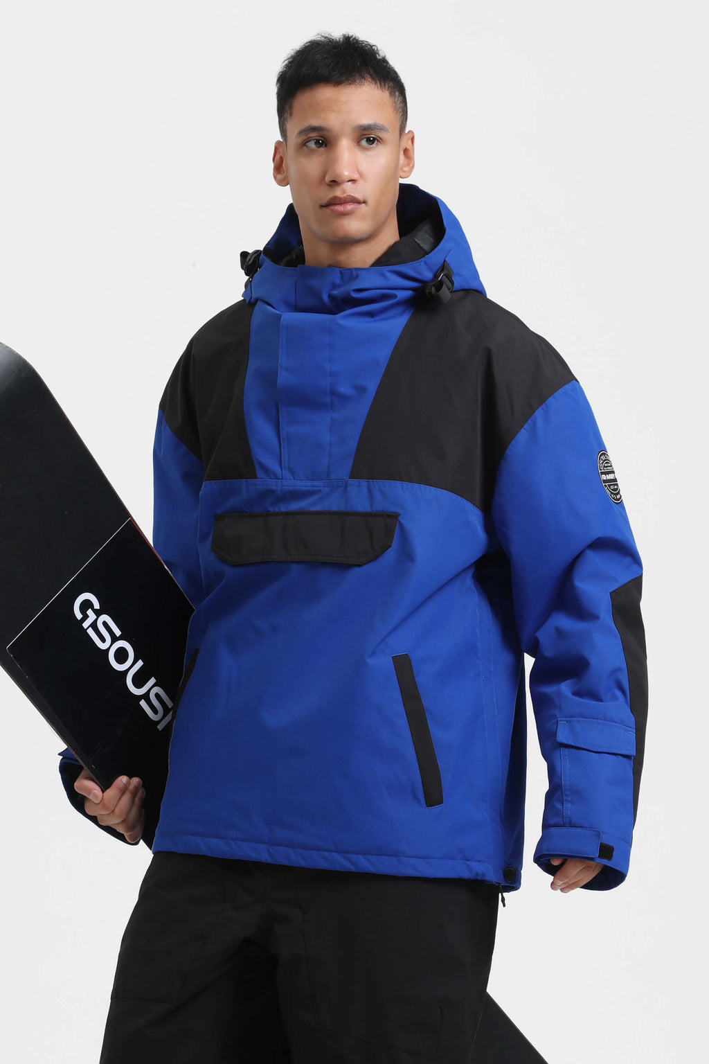Men's Rust & Black Insulated Color-Block Ski Anorak Snow Anoraks
