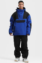 Men's Black Camo Insulated Color-Block Ski Anorak Snow Anoraks