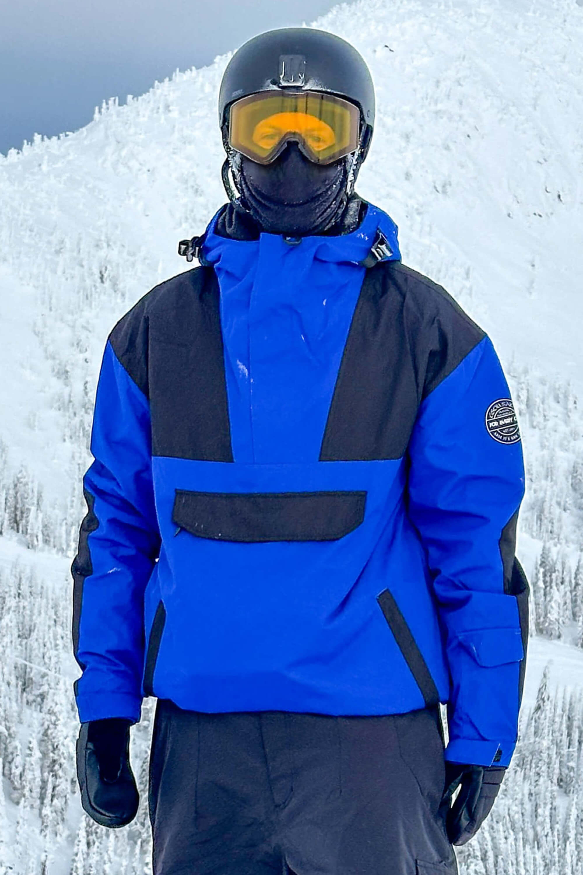 Men's Ivory & Black Insulated Color-Block Ski Anorak Snow Anoraks