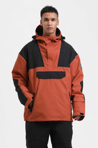 Men's Ivory & Black Insulated Color-Block Ski Anorak Snow Anoraks