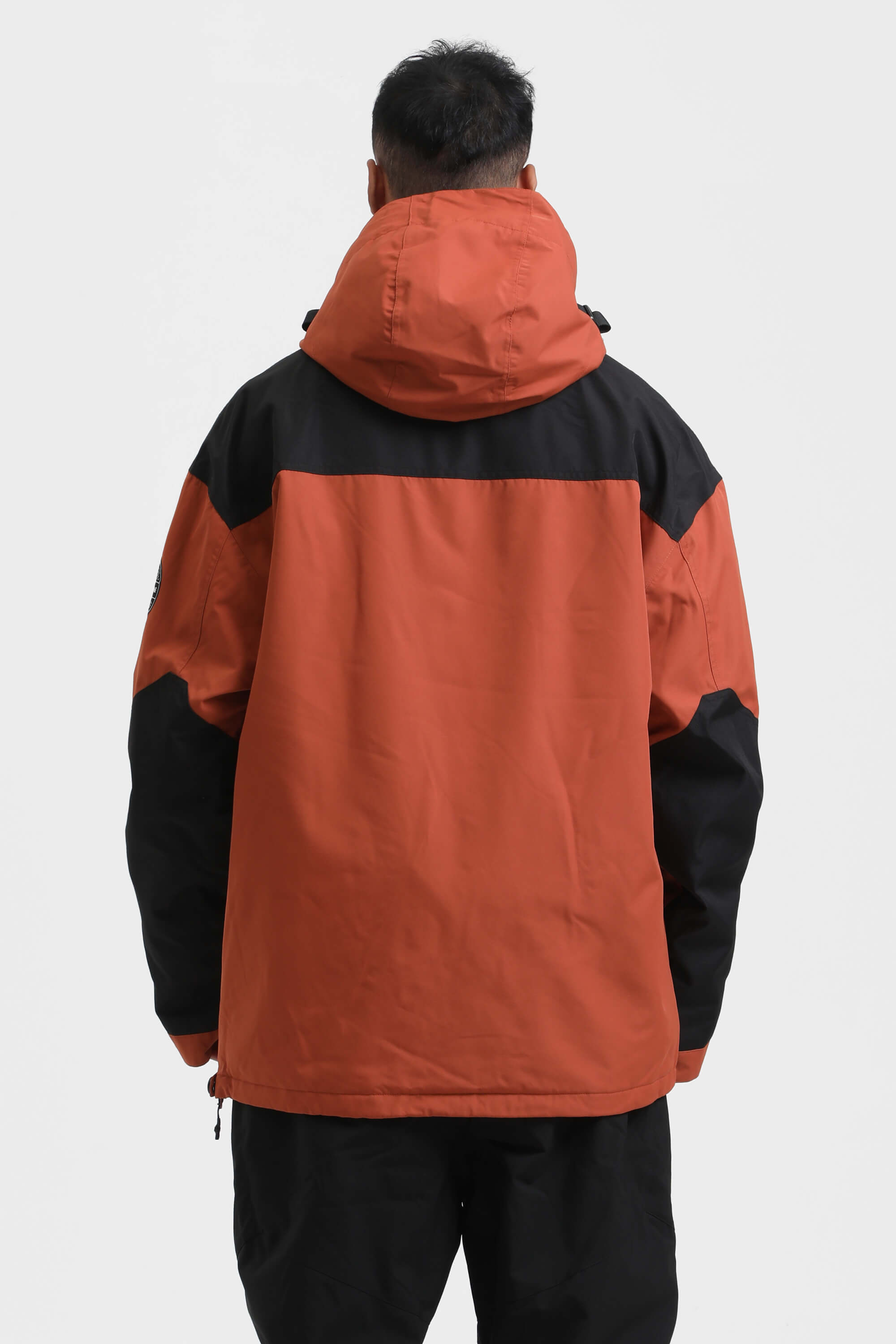 Men's Ivory & Black Insulated Color-Block Ski Anorak Snow Anoraks