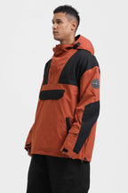 Men's Ivory & Black Insulated Color-Block Ski Anorak Snow Anoraks