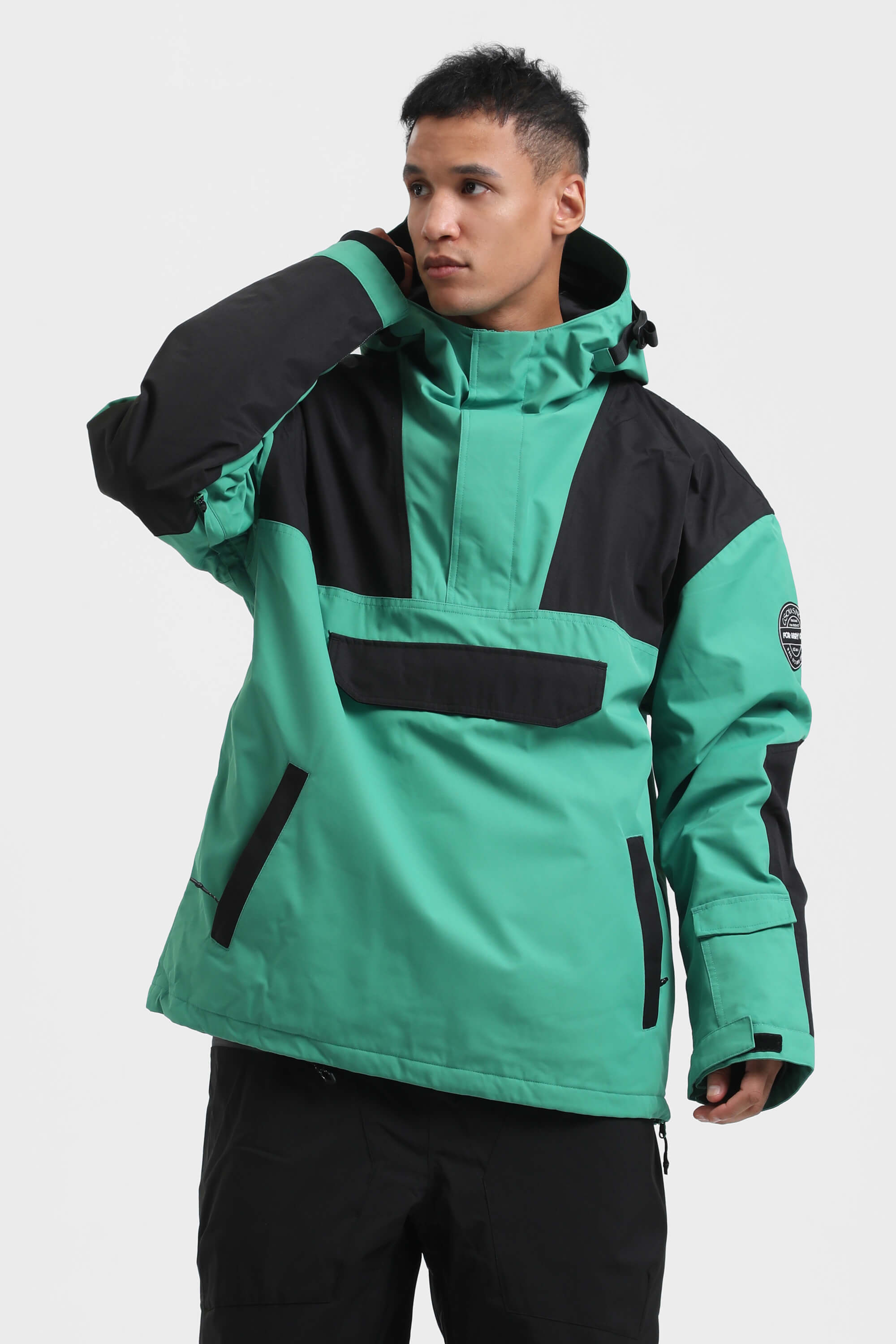 Men's Rust & Black Insulated Color-Block Ski Anorak Snow Anoraks