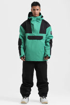 Men's Black Camo Insulated Color-Block Ski Anorak Snow Anoraks