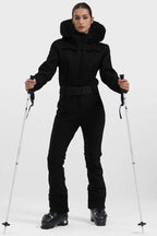 Women's White Full-Shirred Design One-Piece Ski Suit Snowboard Suit