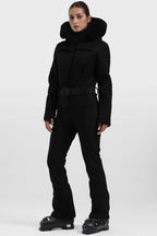 Women's Magenta Full-Shirred Design One-Piece Ski Suit Snowboard Suit