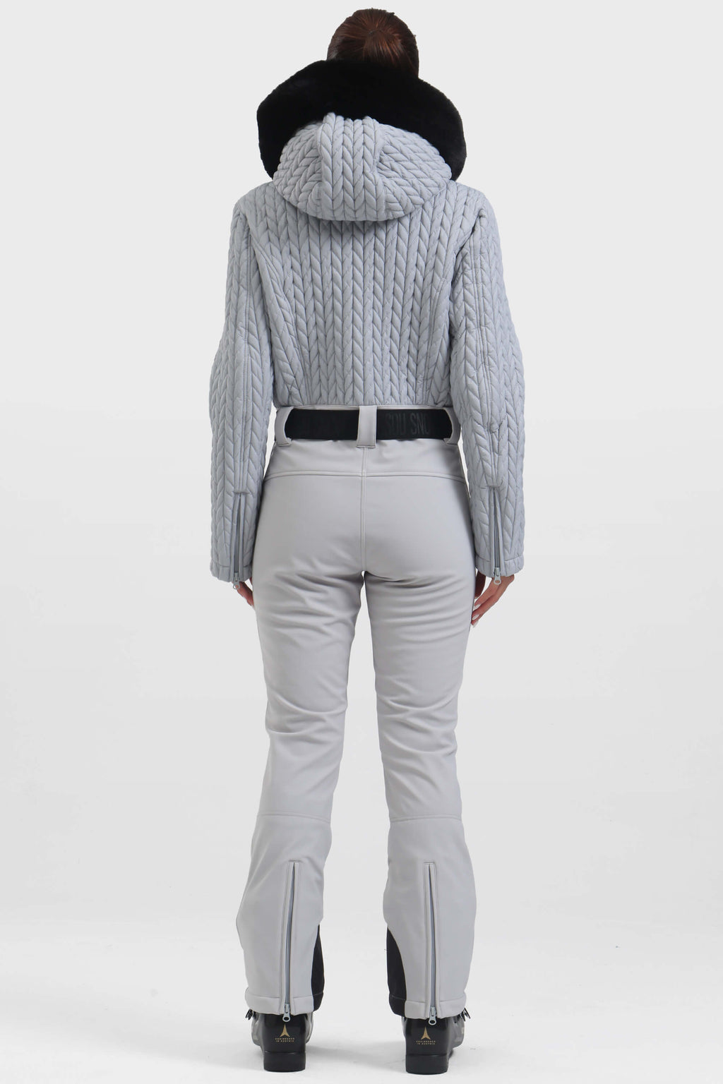 Women's Khaki Full-Shirred Design One-Piece Ski Suit Snowboard Suit