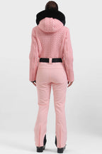 Women's White Full-Shirred Design One-Piece Ski Suit Snowboard Suit