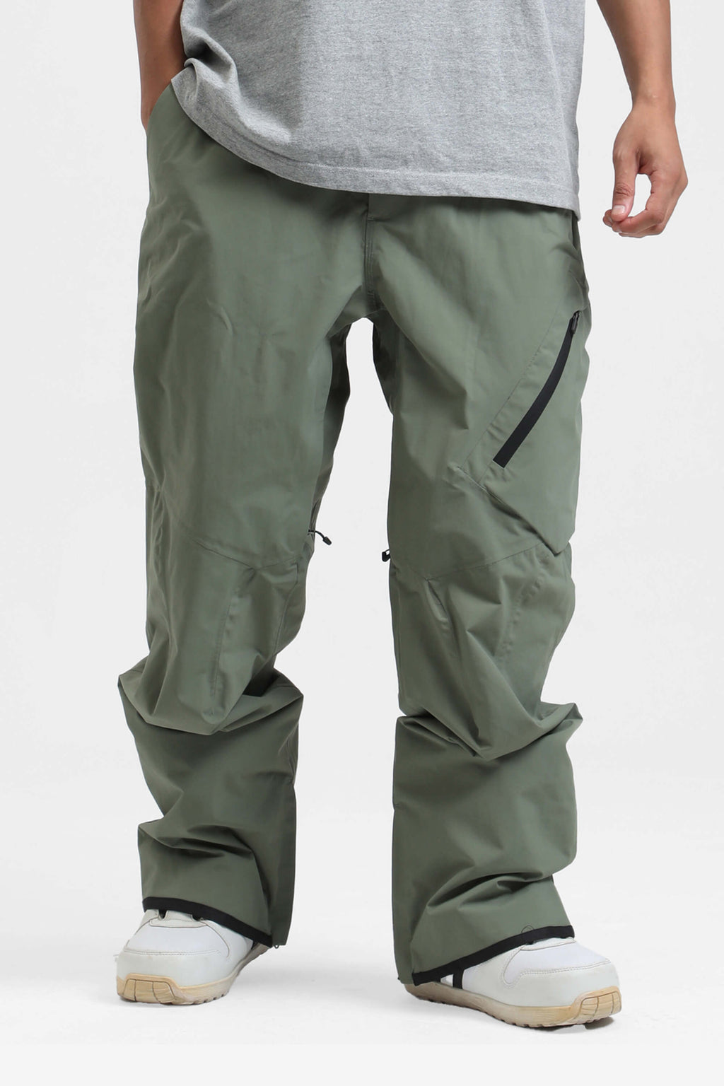Men's Grey Multi-Pocket Venting Snow Pants Baggy Ski Pants - Gsou Snow