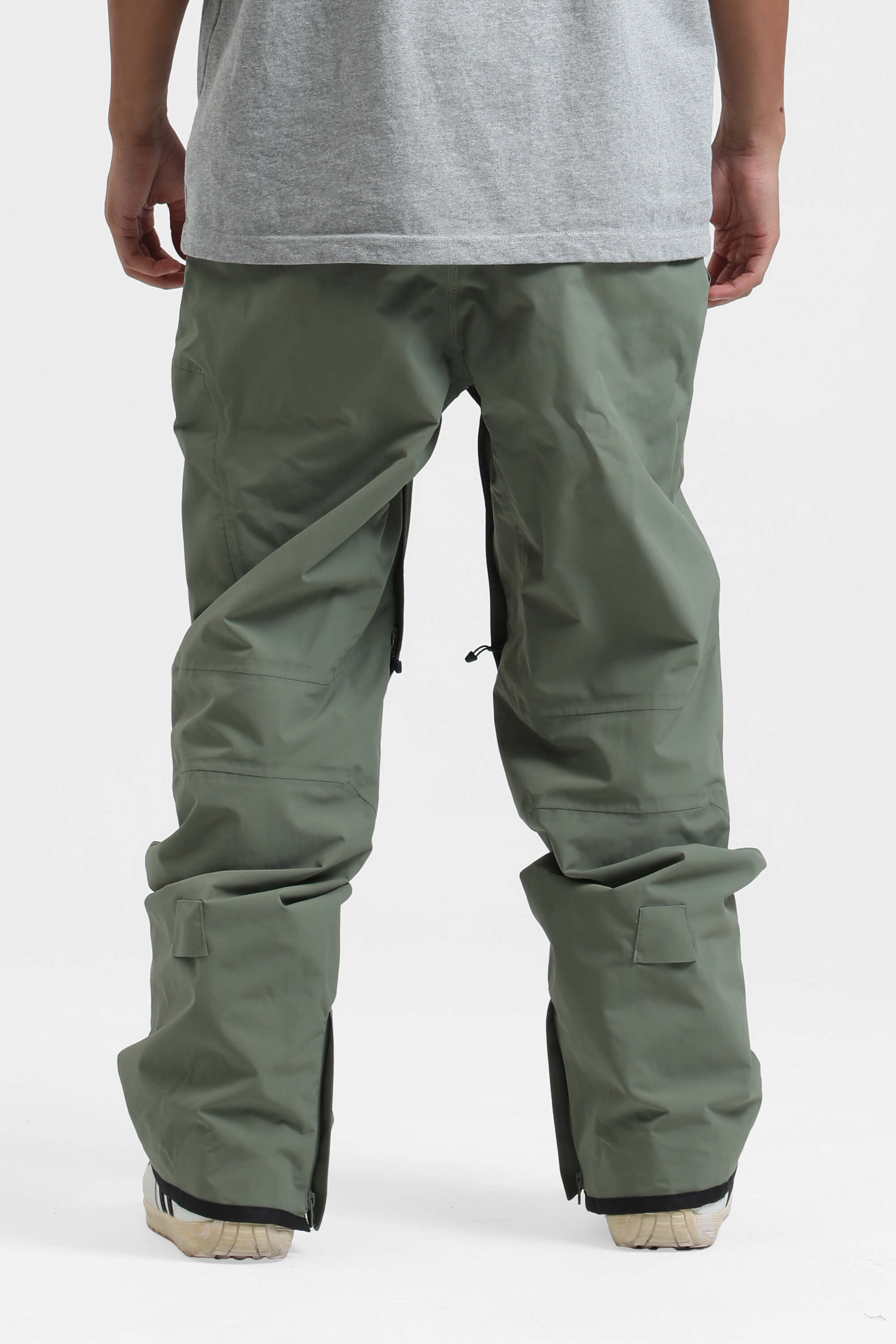 Men's Green Multi-Pocket Vented Ski Pants Baggy Snow Pants
