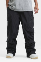 Men's Grey Multi-Pocket Vented Ski Pants Baggy Snow Pants
