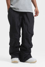 Men's Army Green Multi-Pocket Vented Ski Pants Baggy Snow Pants