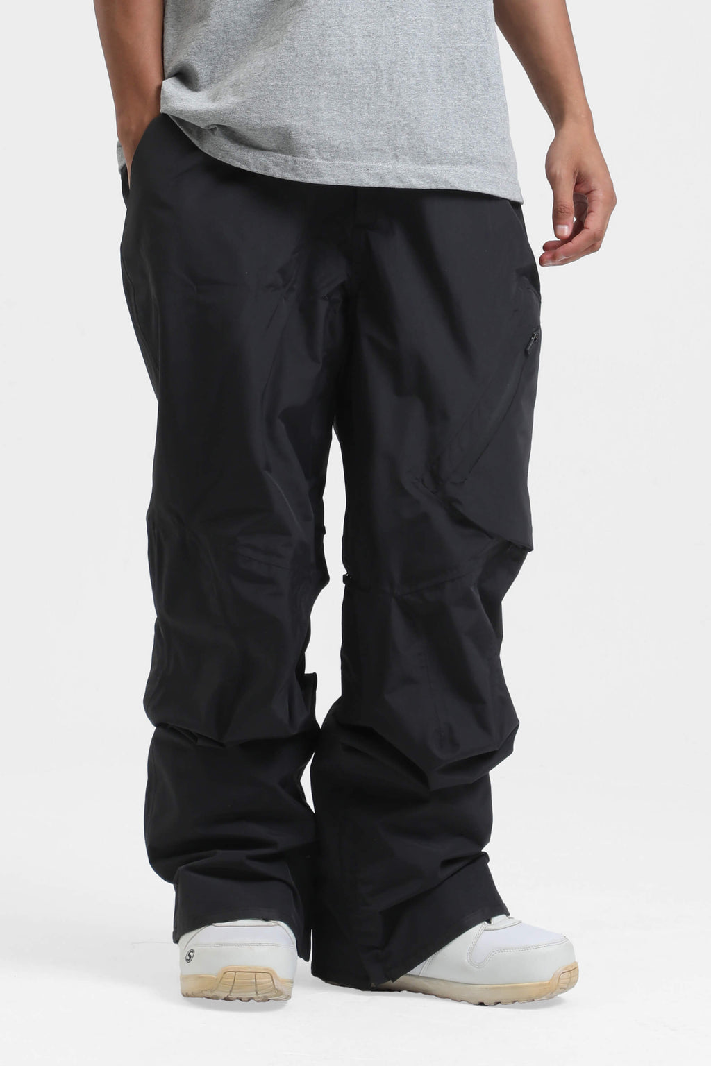 Men's Green Multi-Pocket Vented Ski Pants Baggy Snow Pants