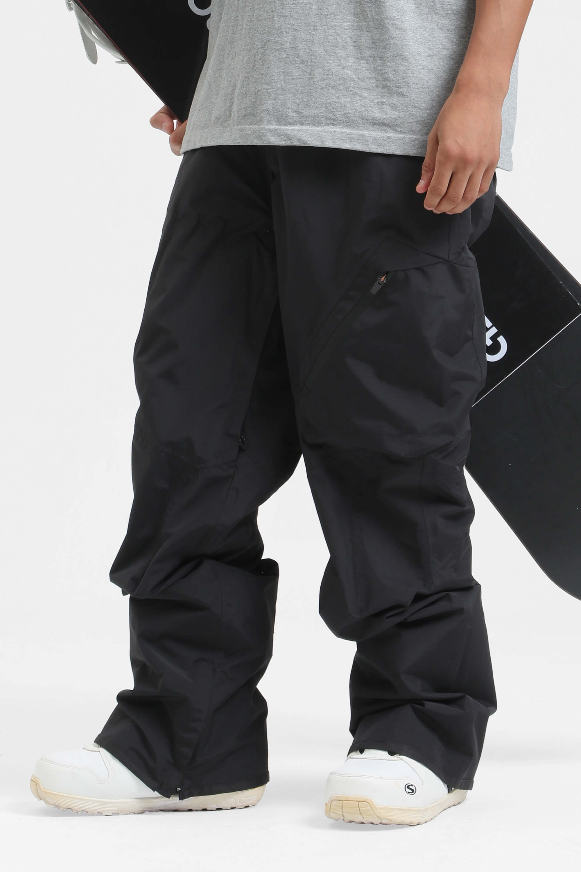 Men's Army Green Multi-Pocket Vented Ski Pants Baggy Snow Pants
