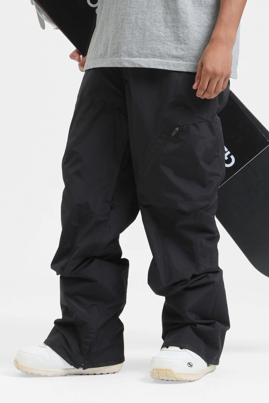 Men's Khaki Multi-Pocket Vented Ski Pants Baggy Snow Pants