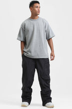 Men's Black Multi-Pocket Vented Ski Pants Baggy Snow Pants
