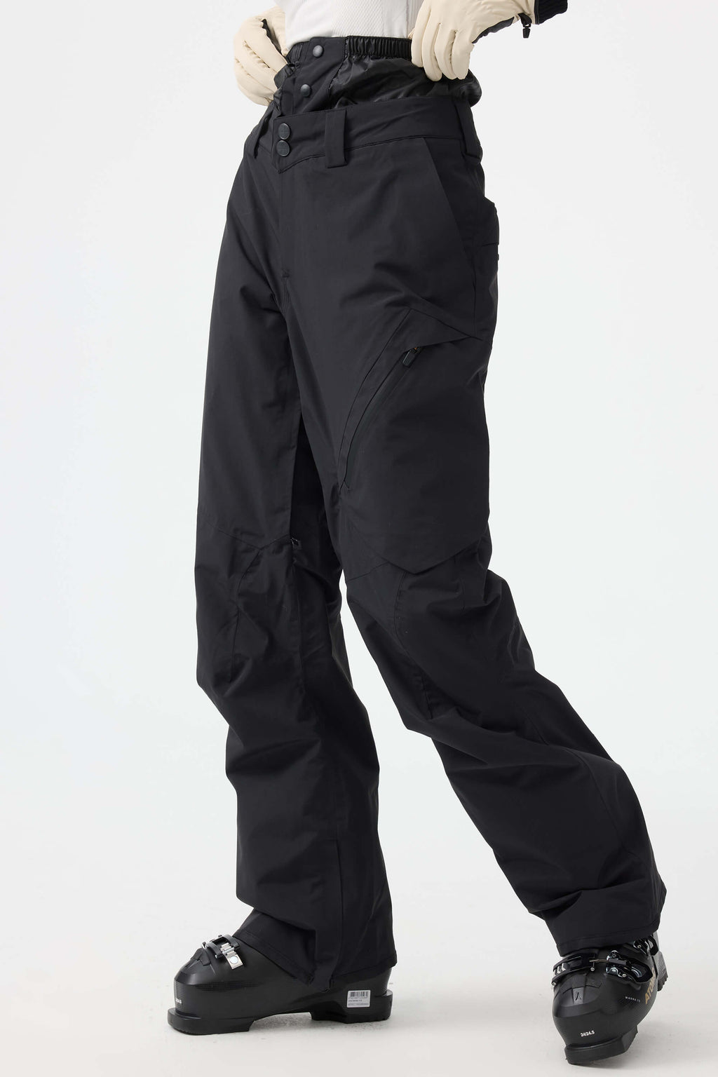 Women's Black Multi-Pocket Venting Snow Pants Baggy Ski Pants - Gsou Snow