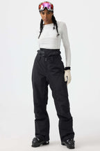Women's Black Multi-Pocket Venting Snow Pants Baggy Ski Pants - Gsou Snow