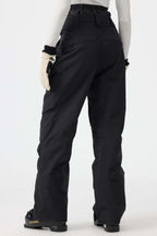 Women's Black Multi-Pocket Venting Snow Pants Baggy Ski Pants - Gsou Snow