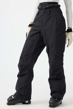 Women's Black Multi-Pocket Venting Snow Pants Baggy Ski Pants - Gsou Snow