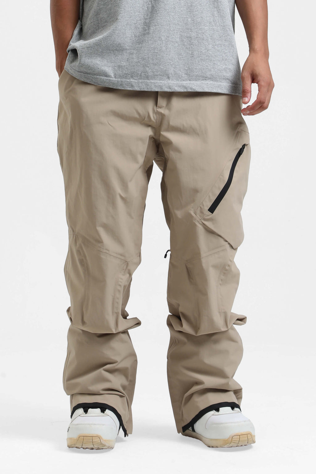 Men's Red Multi-Pocket Vented Ski Pants Baggy Snow Pants