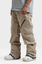 Men's Black Multi-Pocket Venting Snow Pants Baggy Ski Pants - Gsou Snow
