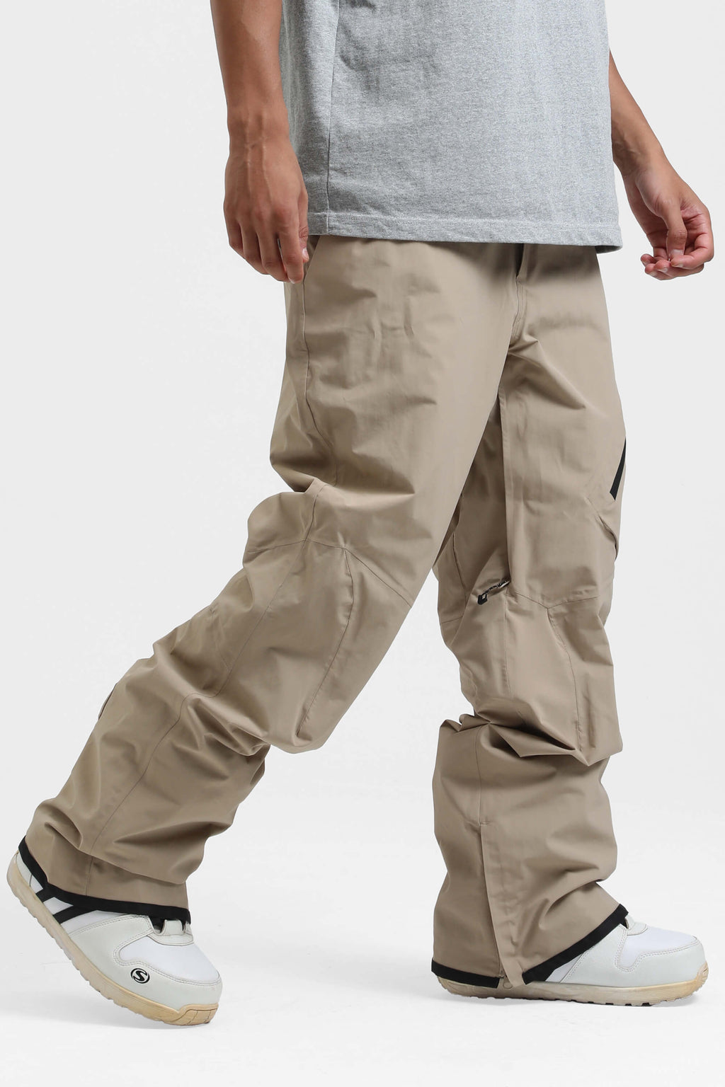 Men's Army Green Multi-Pocket Vented Ski Pants Baggy Snow Pants