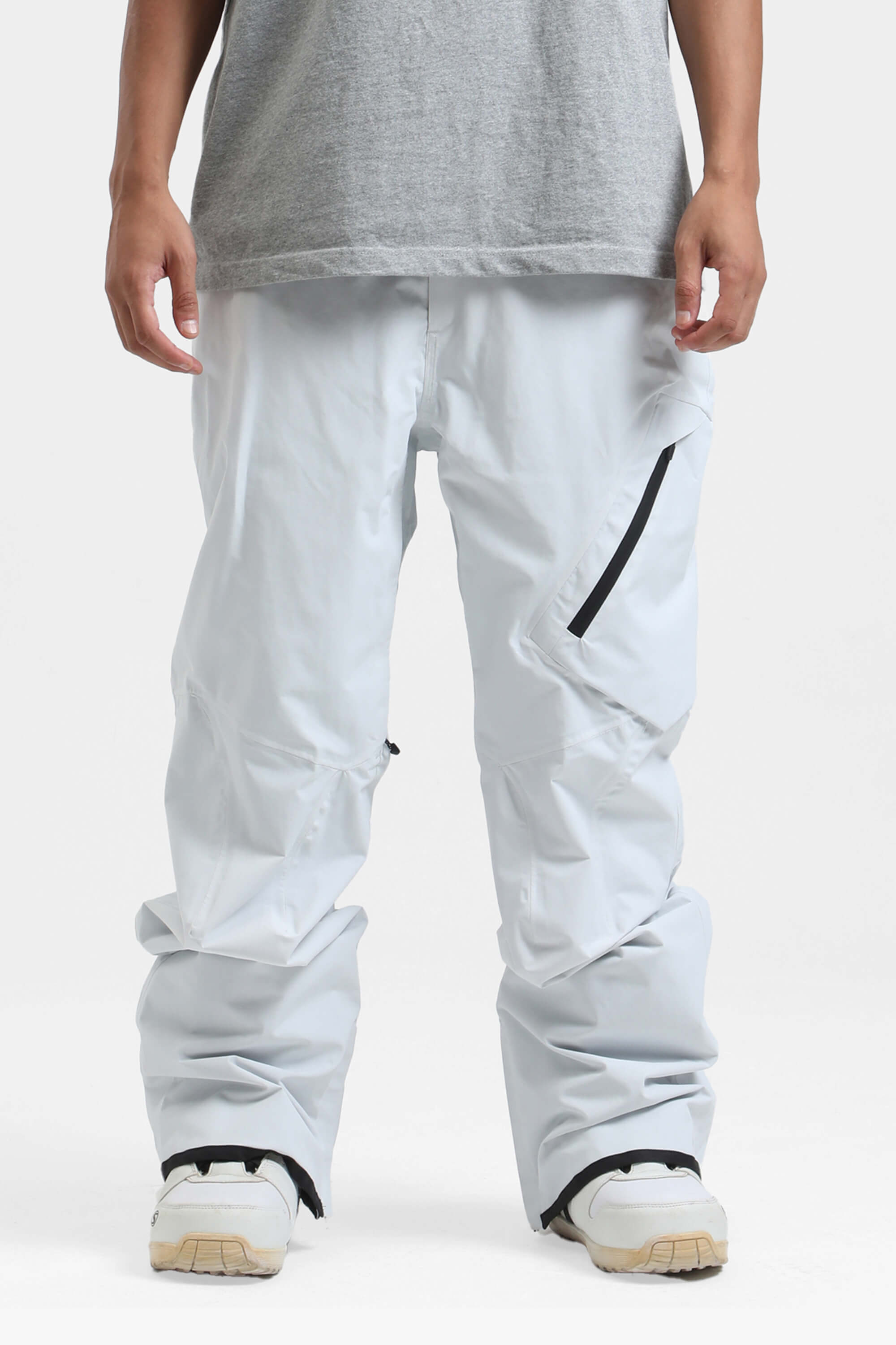 Men's Grey Multi-Pocket Vented Ski Pants Baggy Snow Pants Main image