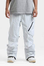 Men's Khaki Multi-Pocket Vented Ski Pants Baggy Snow Pants