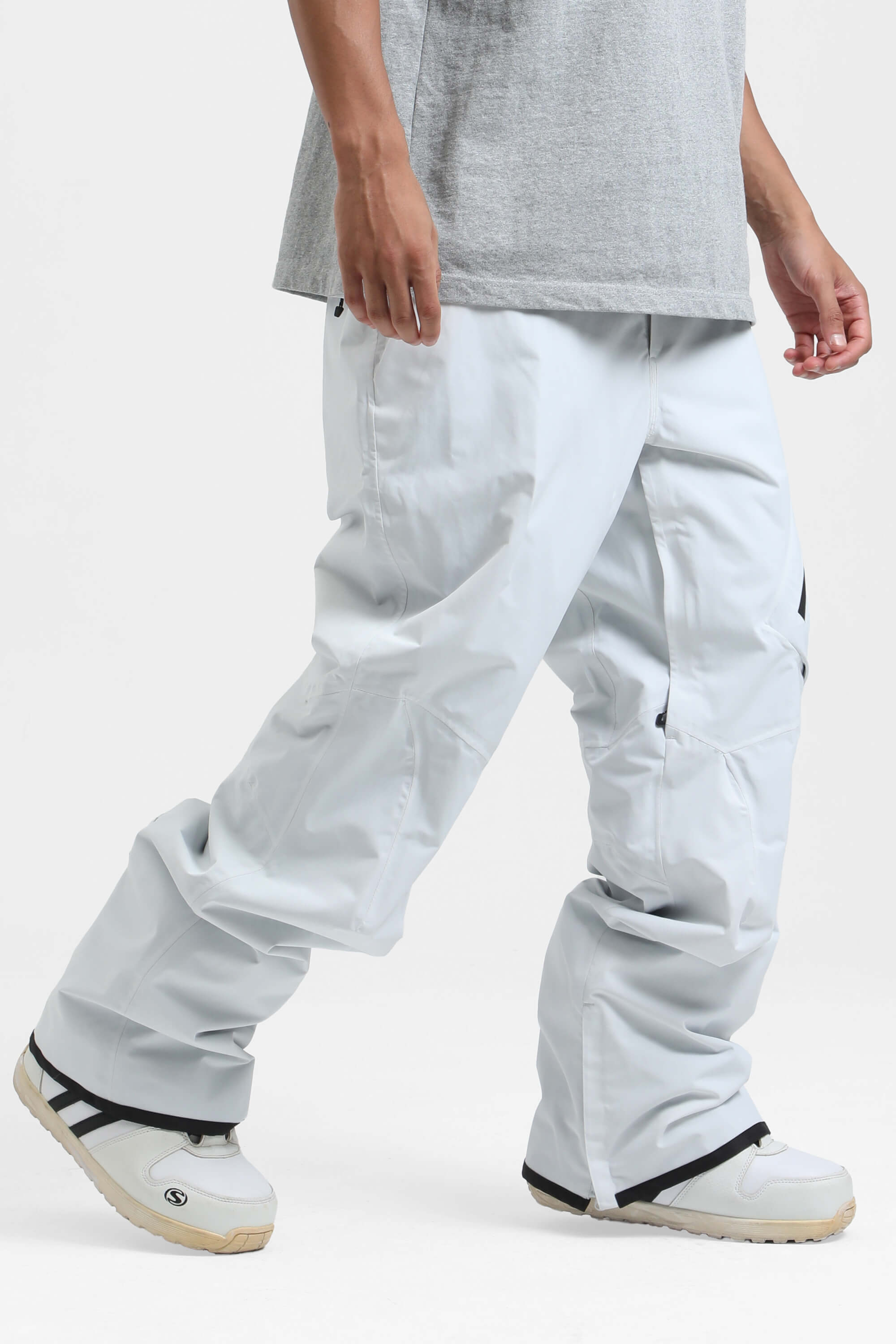 Men's Black Multi-Pocket Vented Ski Pants Baggy Snow Pants