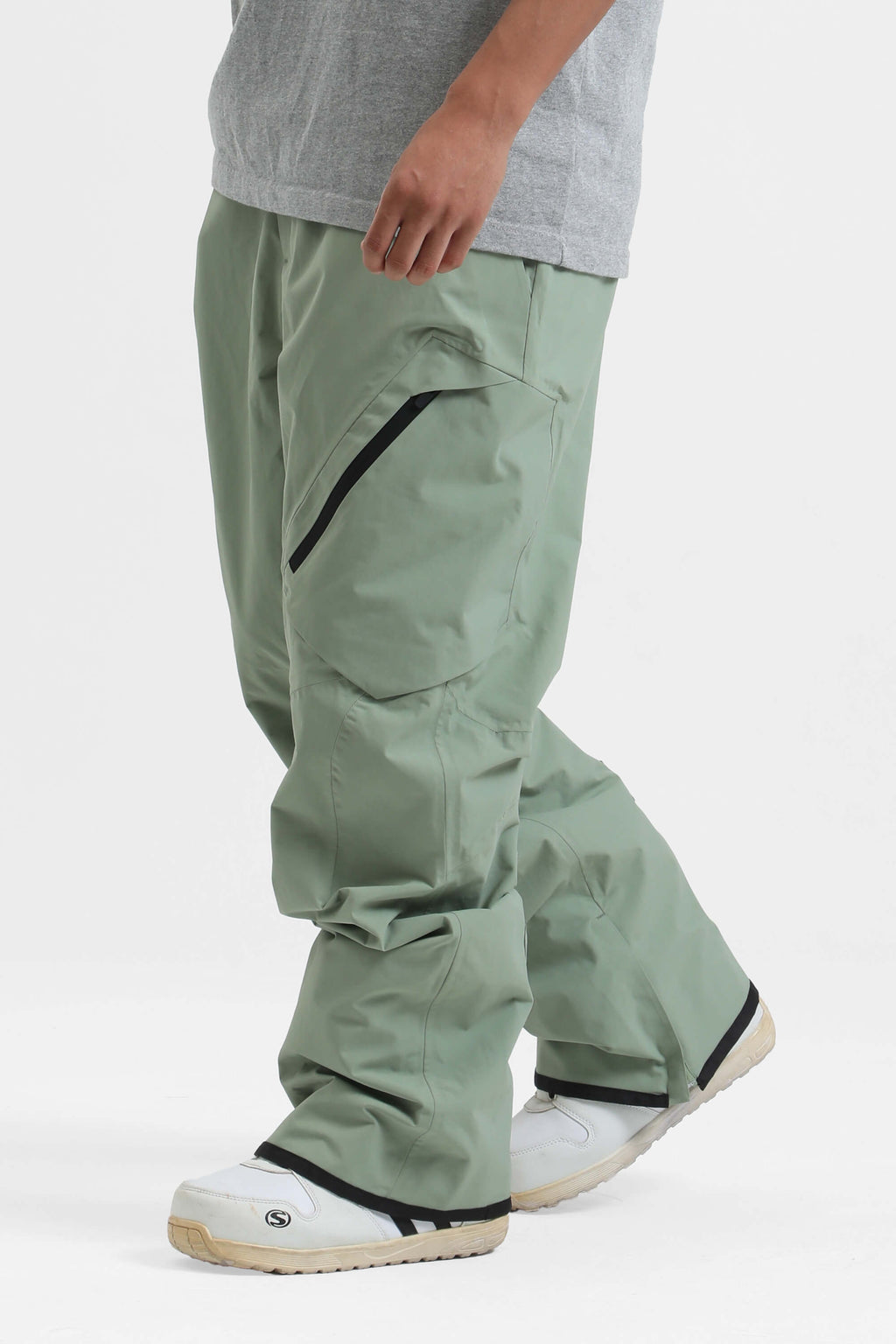 Men's Khaki Multi-Pocket Venting Snow Pants Baggy Ski Pants - Gsou Snow