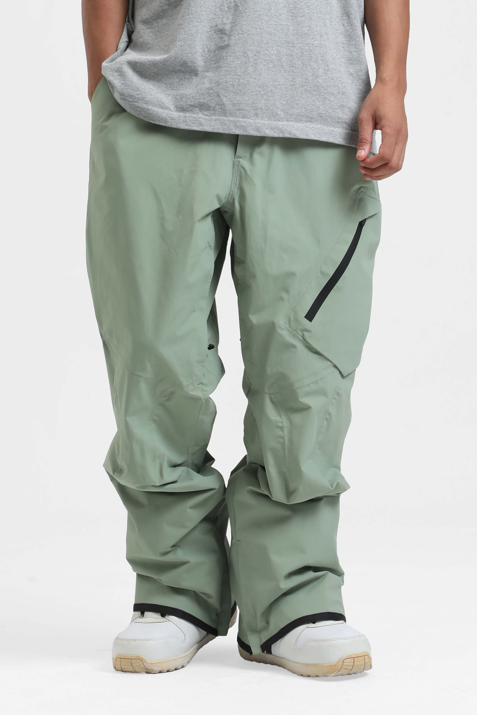 Men's Green Multi-Pocket Venting Snow Pants Baggy Ski Pants - Gsou Snow