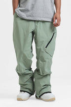 Men's Black Multi-Pocket Vented Ski Pants Baggy Snow Pants