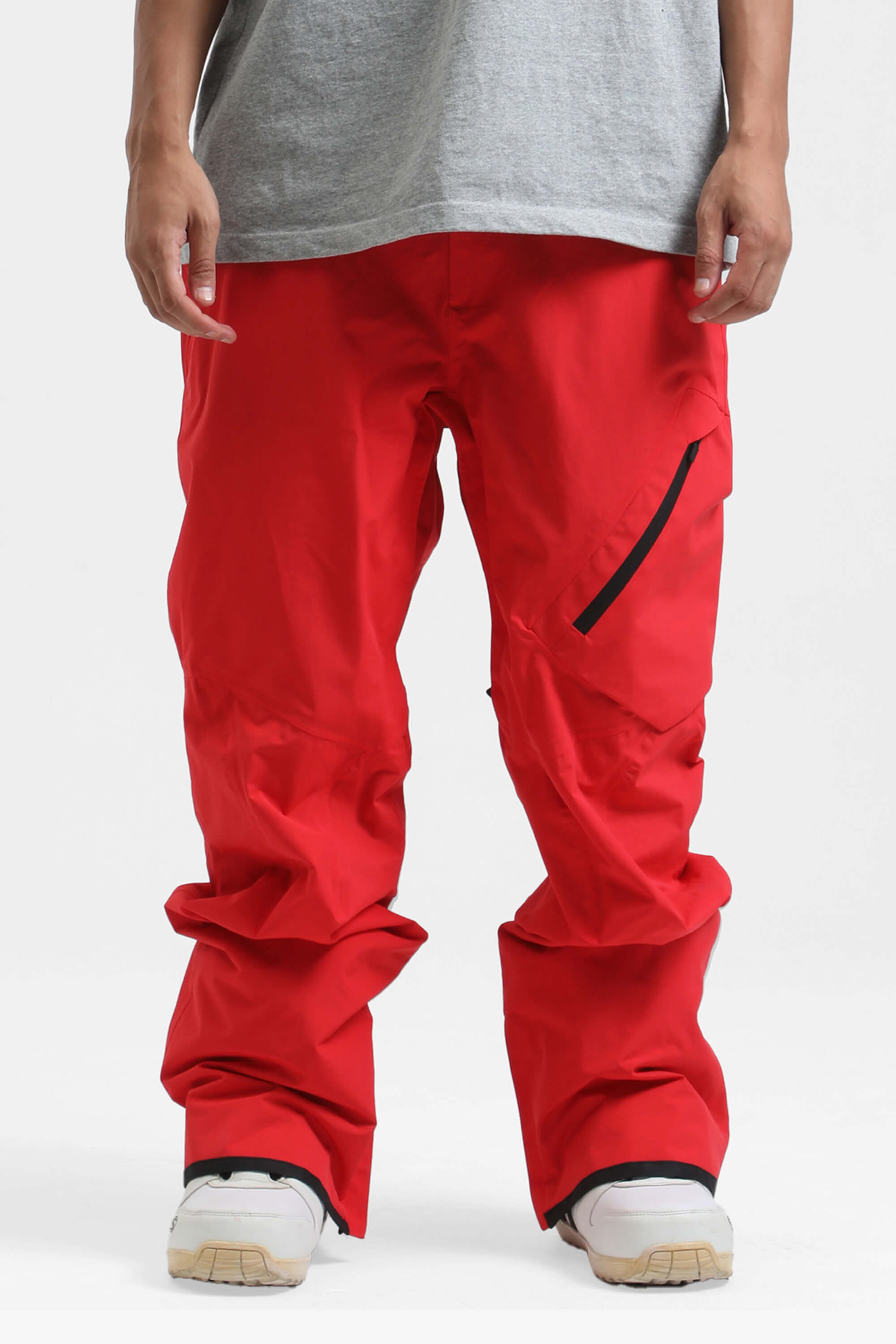 Men's Green Multi-Pocket Vented Ski Pants Baggy Snow Pants