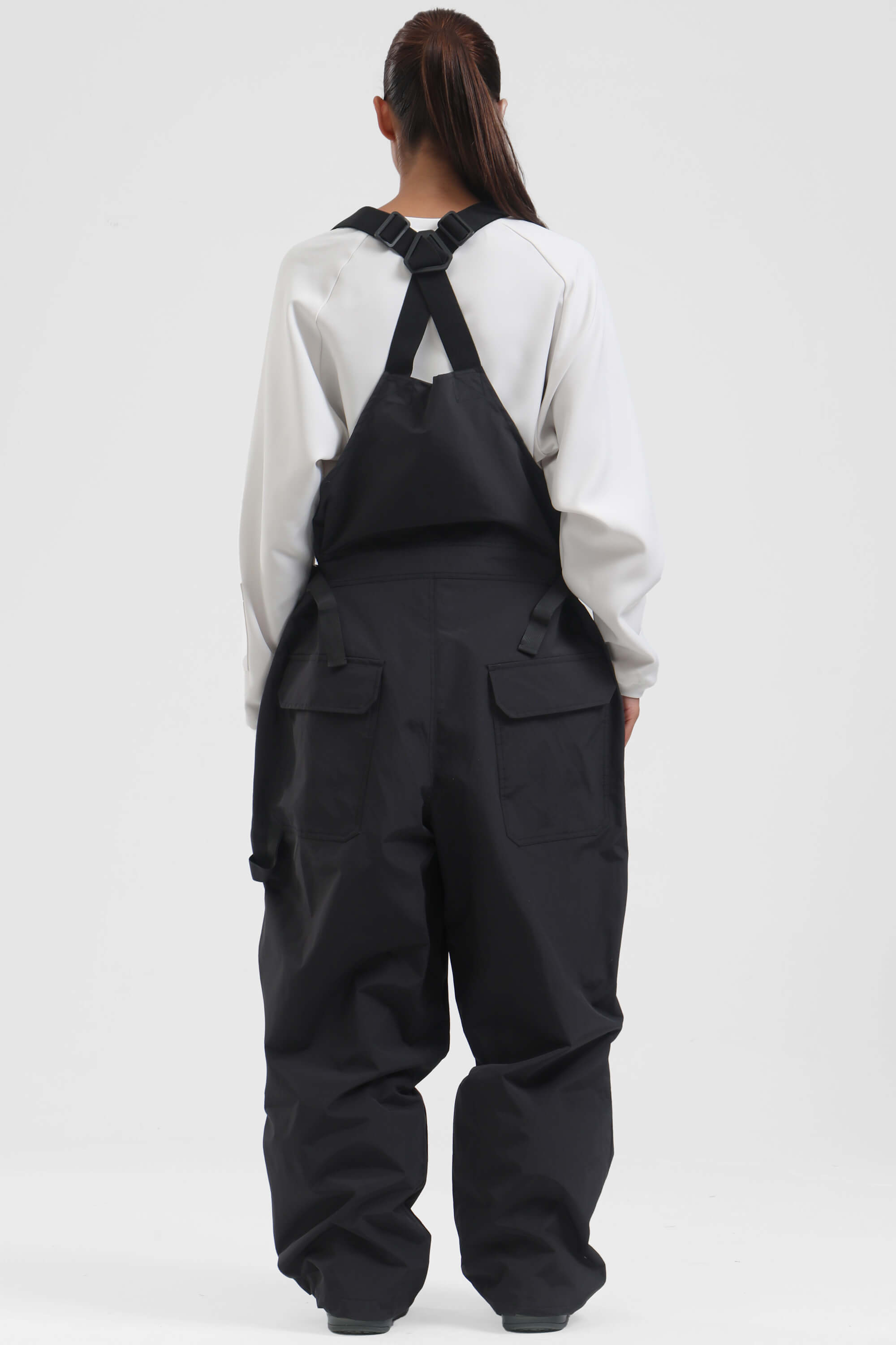 Unisex Black Two-way Side Zippers Snow Bibs Baggy Ski Bibs - Gsou Snow